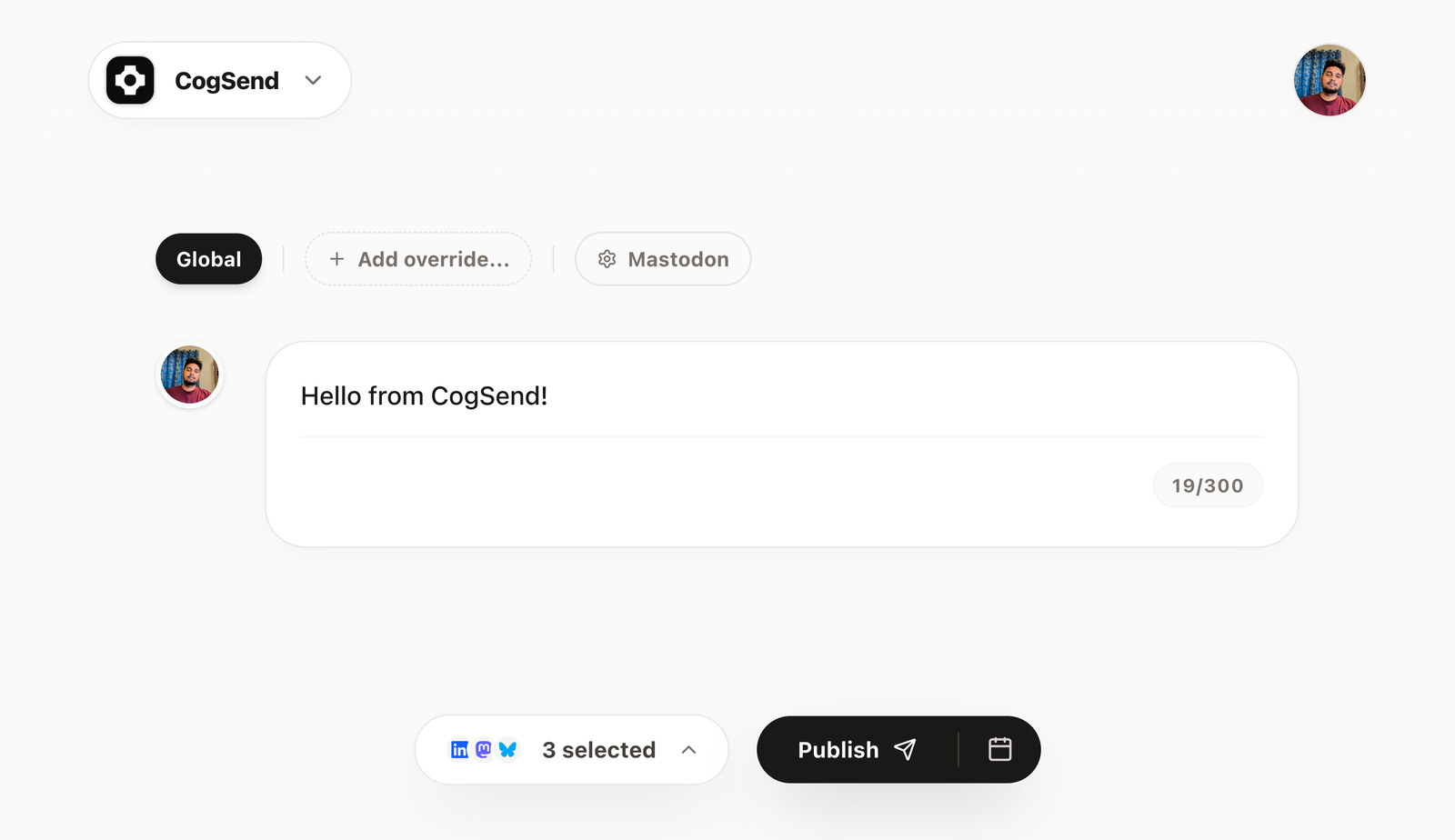 Compose screenshot from CogSend app