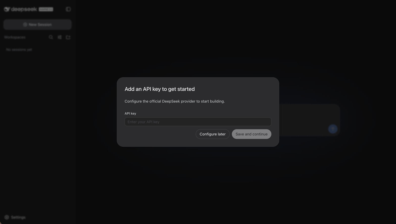 DeepSeek official API key