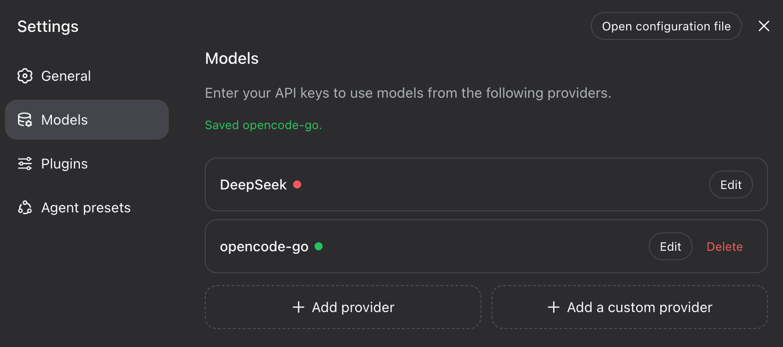 DeepSeek harness provider setup