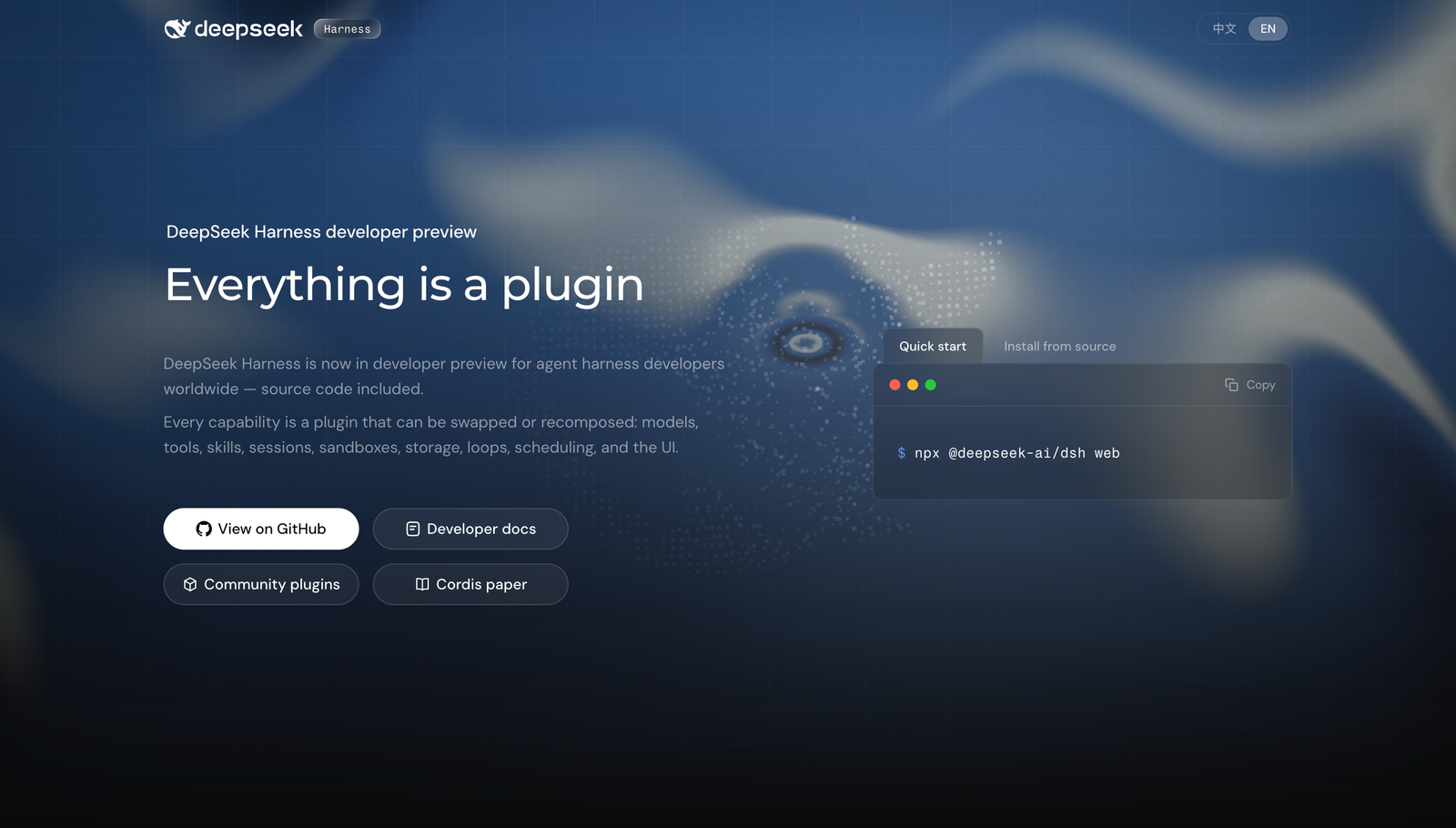 DeepSeek harness landing page