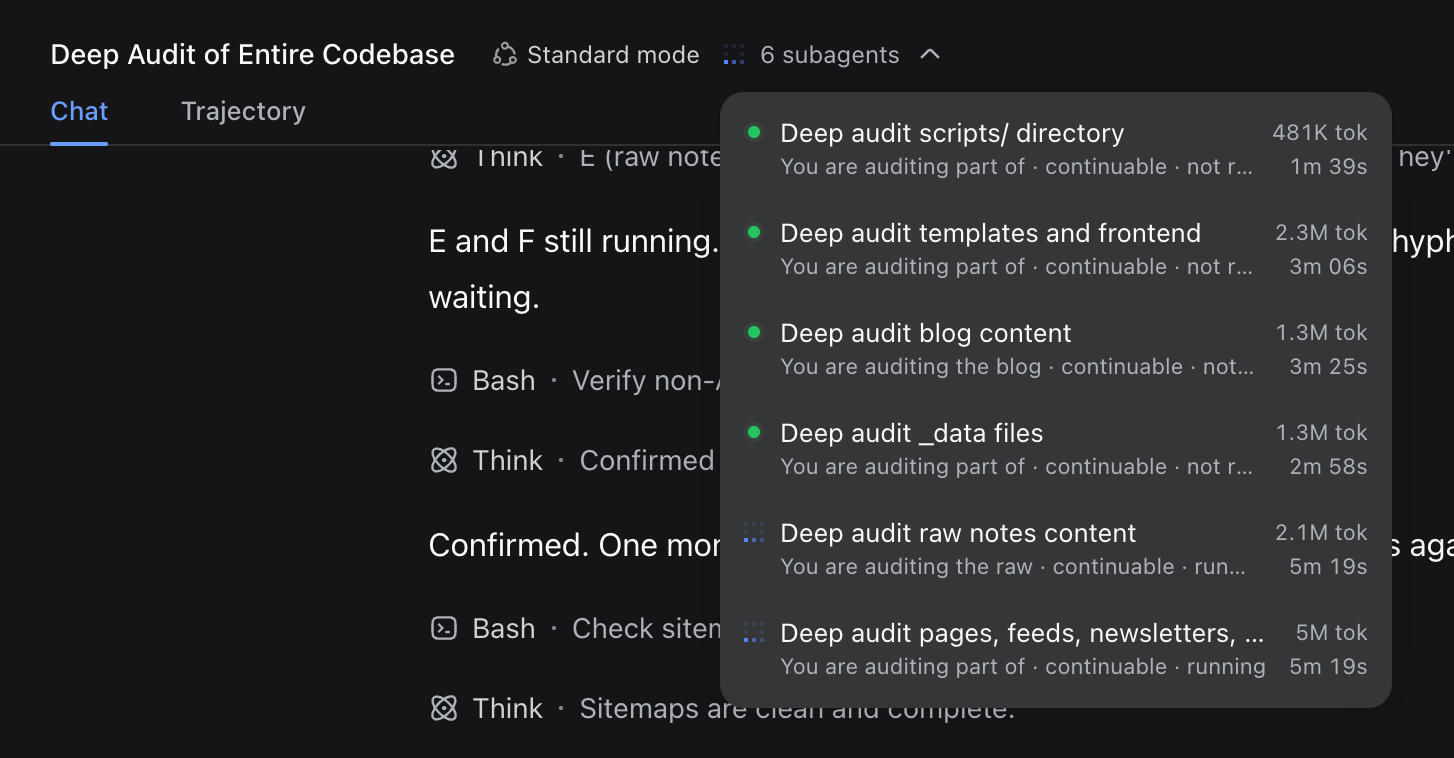 Subagent dropdown in DeepSeek harness