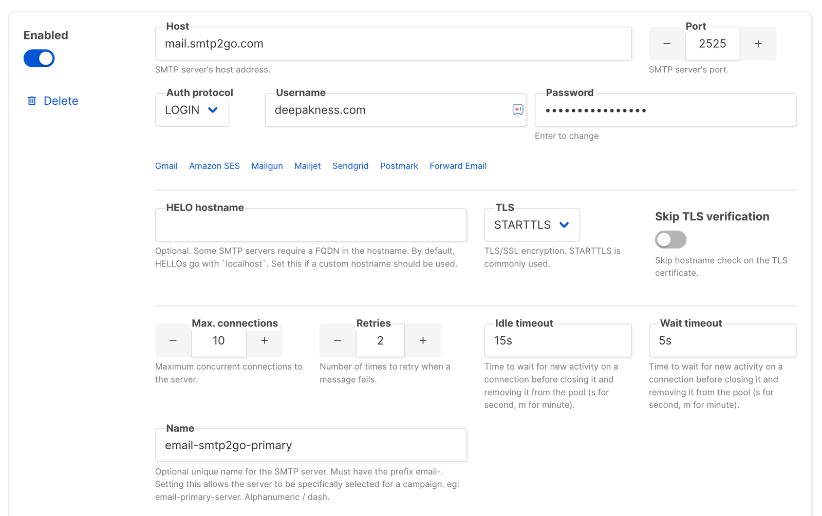 Using Listmonk with SMTP2GO