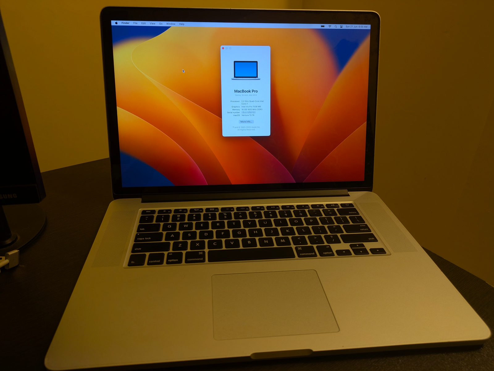 MacOS Ventura on Mid 2014 MacBook Pro via OpenCore