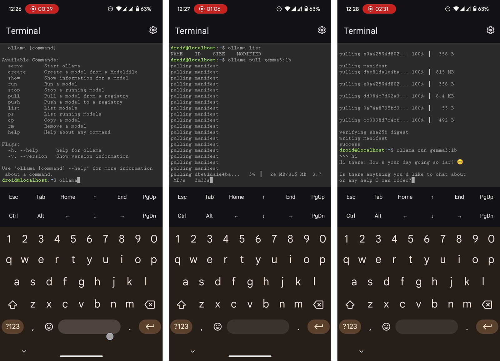 Running Ollama on the new Android Linux terminal