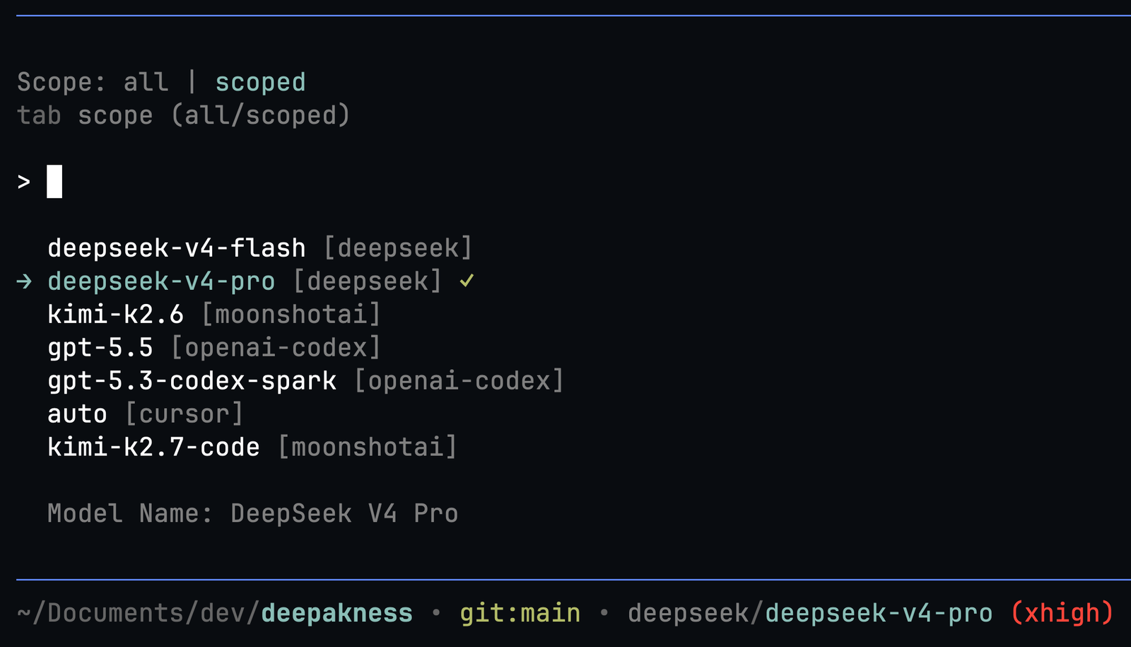 Model selector in Pi