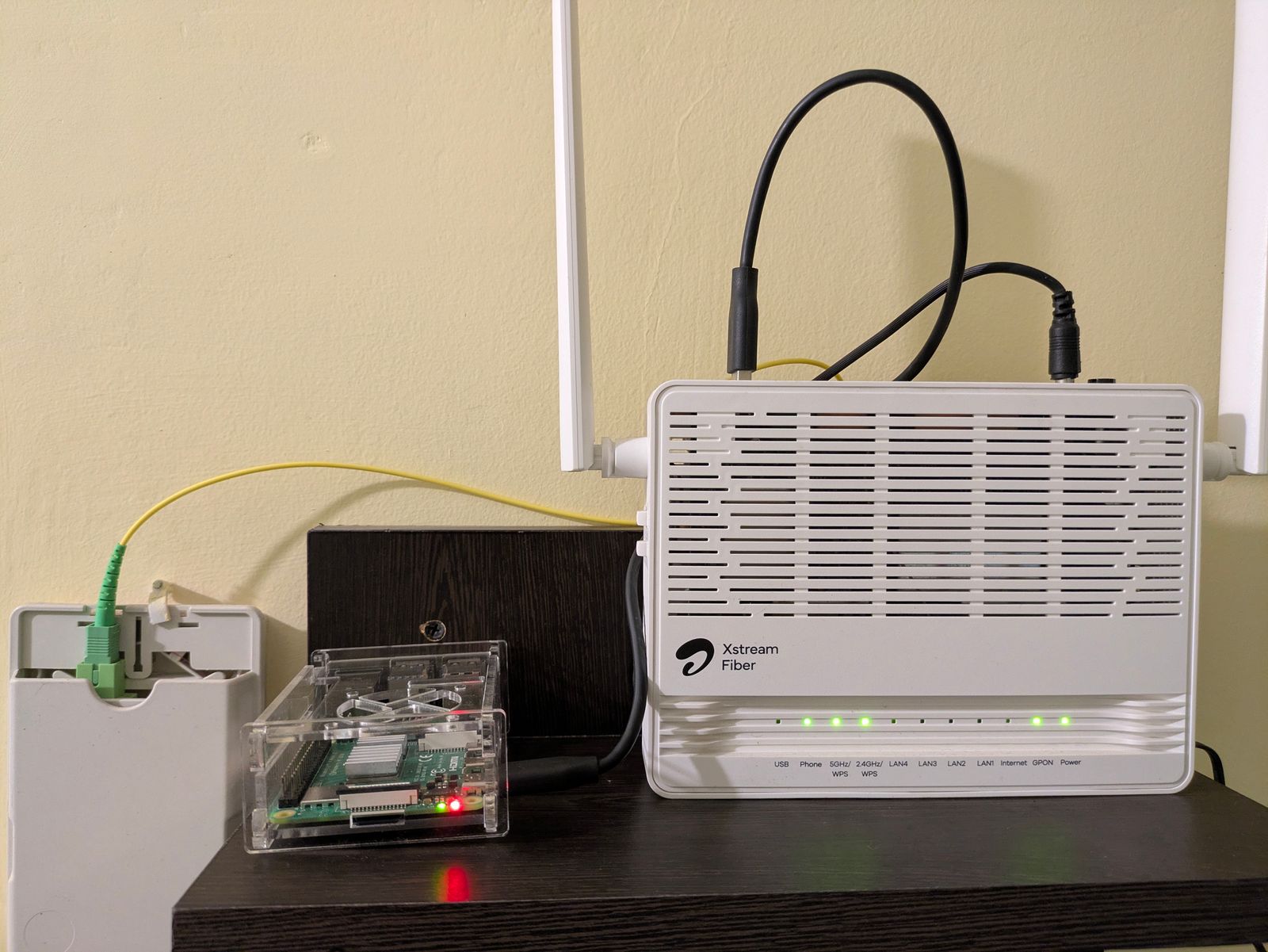 The Pi next to the router