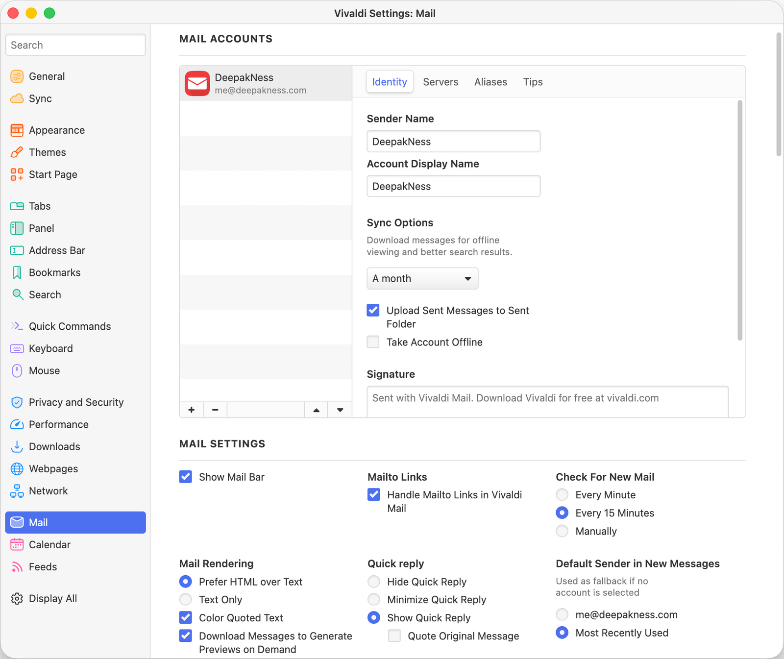 Mail and Calendar client in Vivaldi