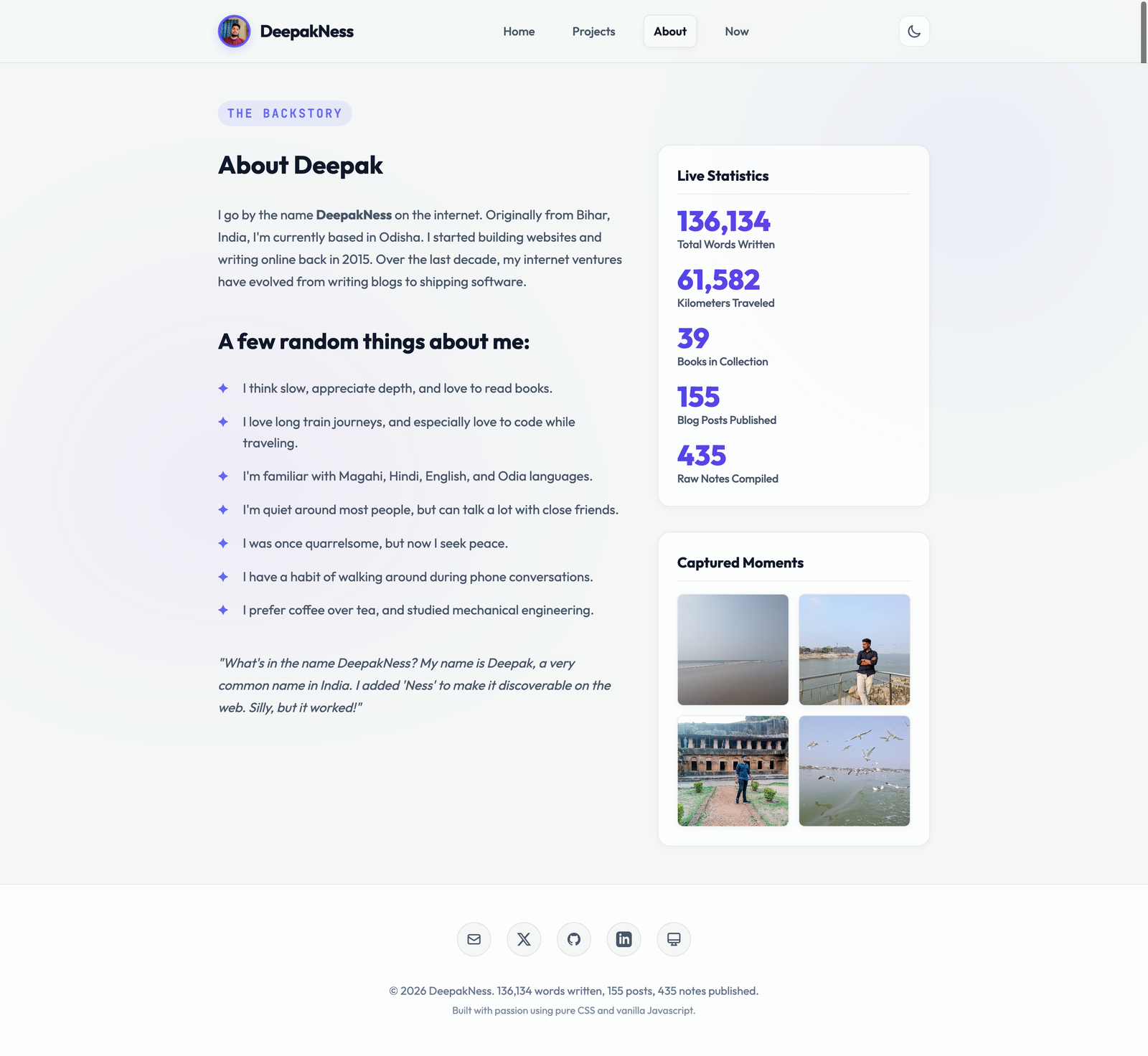 Another sample personal website page