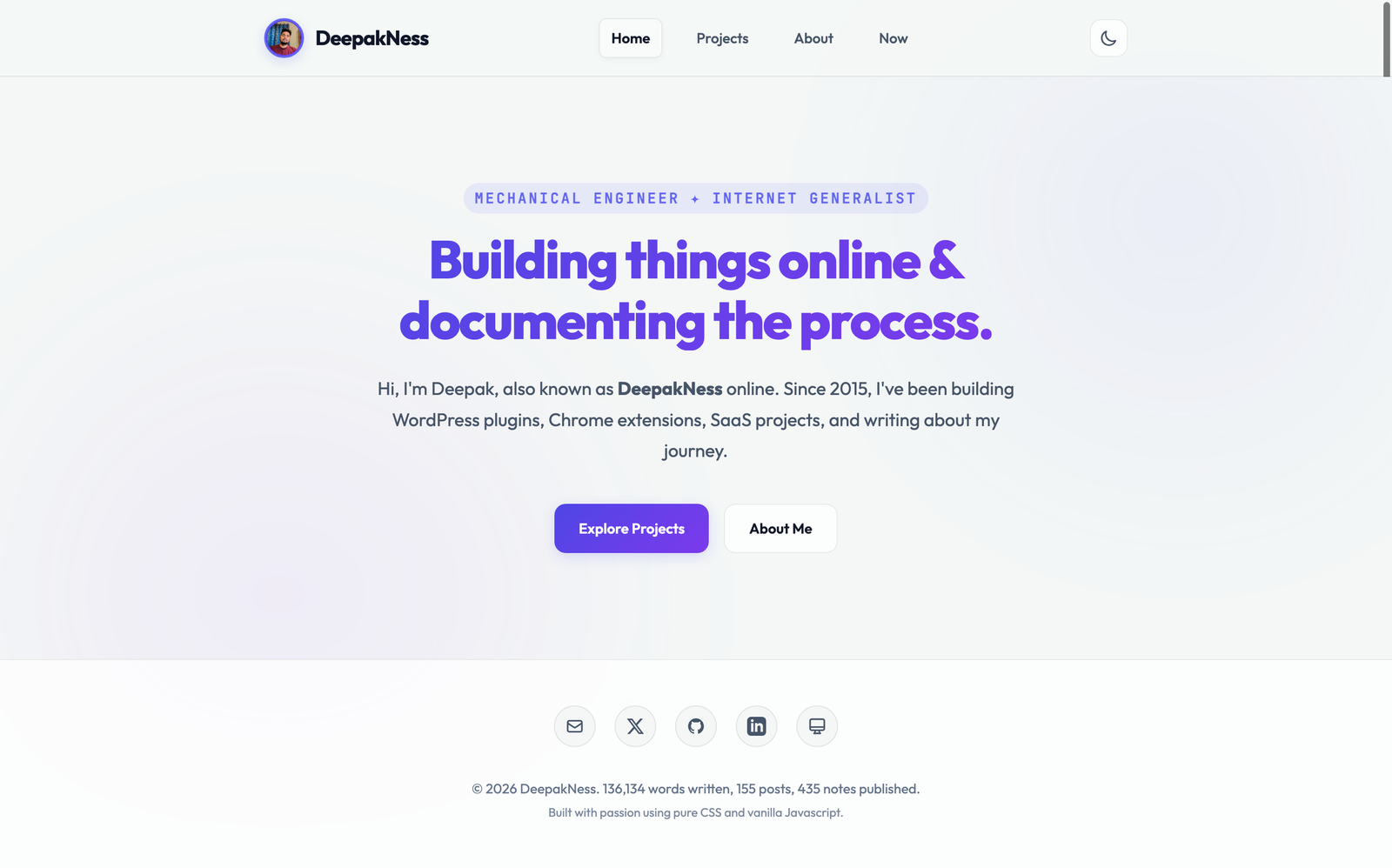 Sample personal website