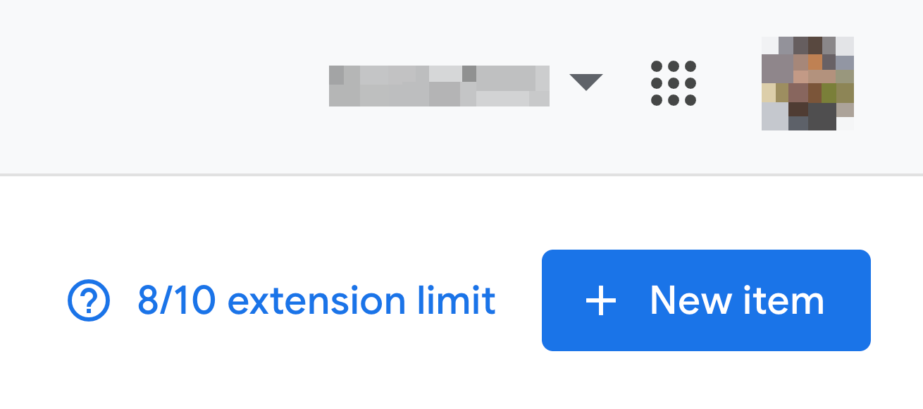 Chrome Web Store published extensions limits