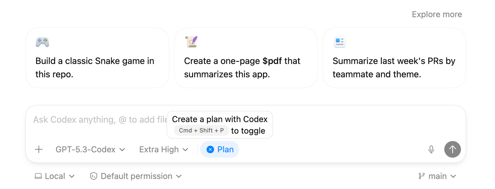 Codex macOS app plan mode