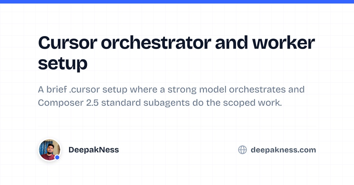 Cursor orchestrator and worker setup | DeepakNess