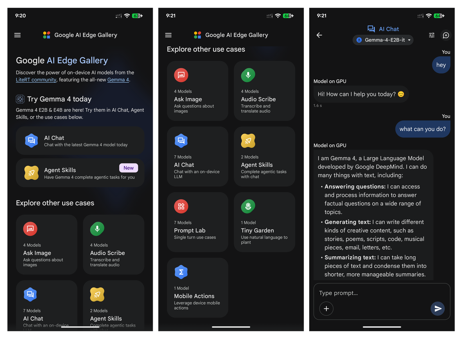 Google AI Edge Gallery app on Android