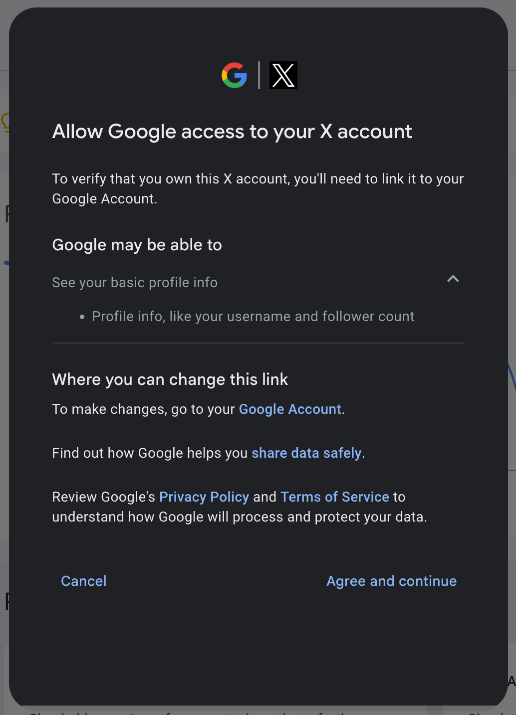 Adding X profile to Google Search Console