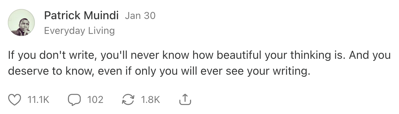 Know how beautiful your thinking is by writing