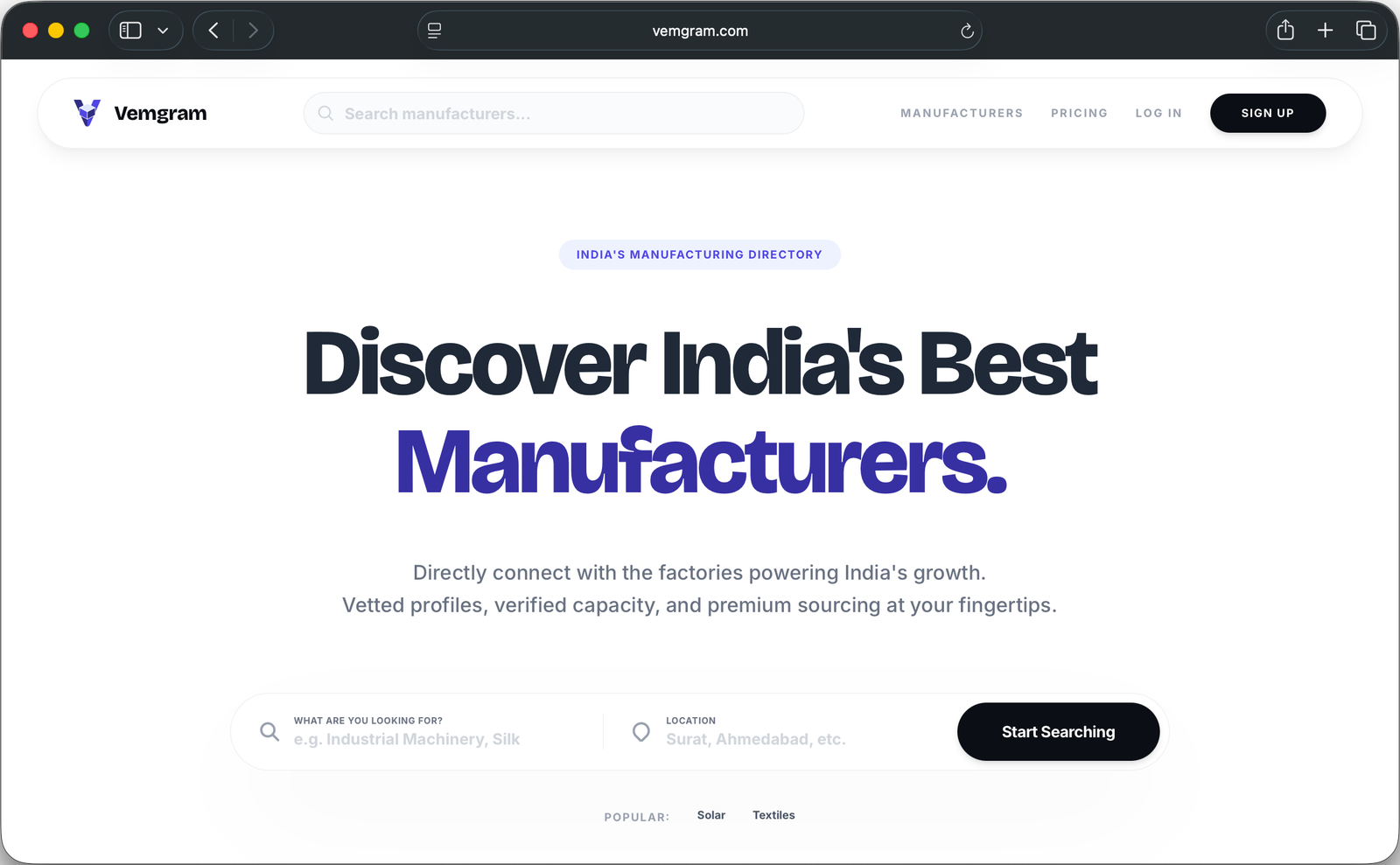 Vemgram homepage screenshot