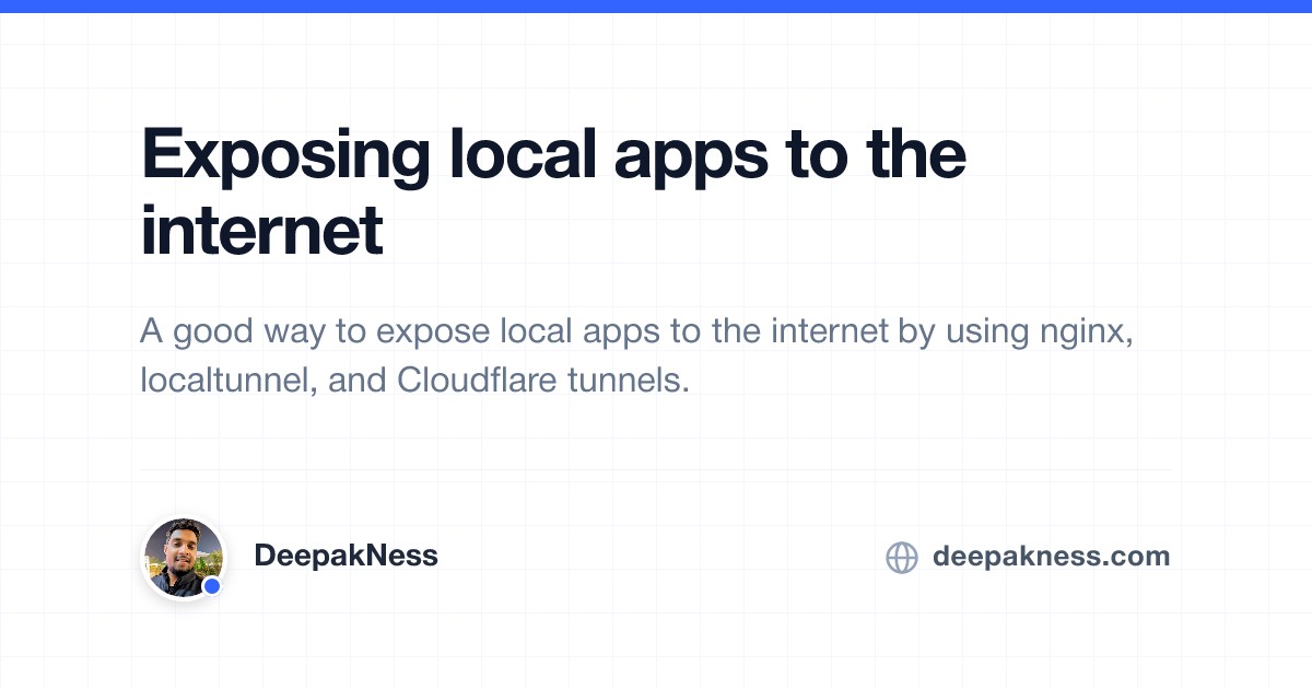 Exposing local apps to the internet | DeepakNess