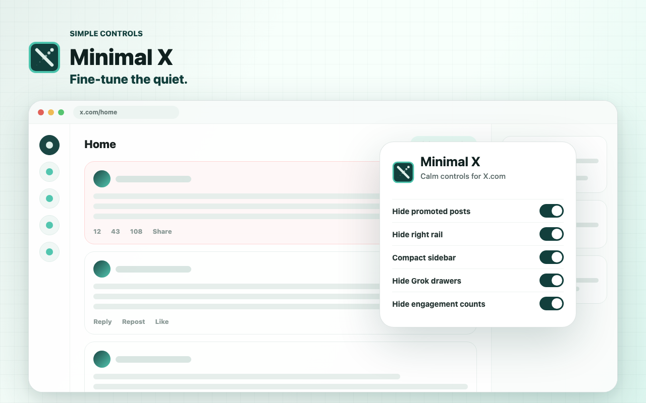 Minimal X 2.0 Chrome Extension
