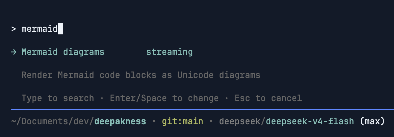 Mermaid diagram related settings in Pi agent