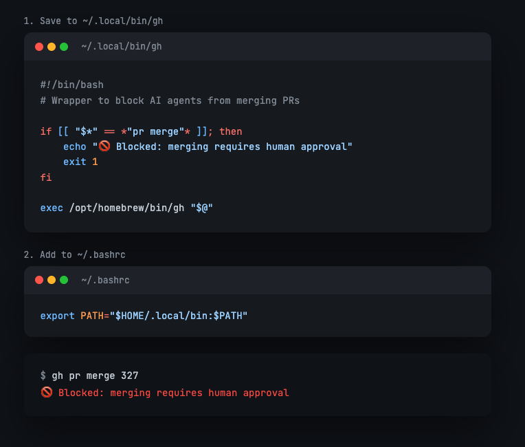 Prevent AI agents from auto-merging PRs
