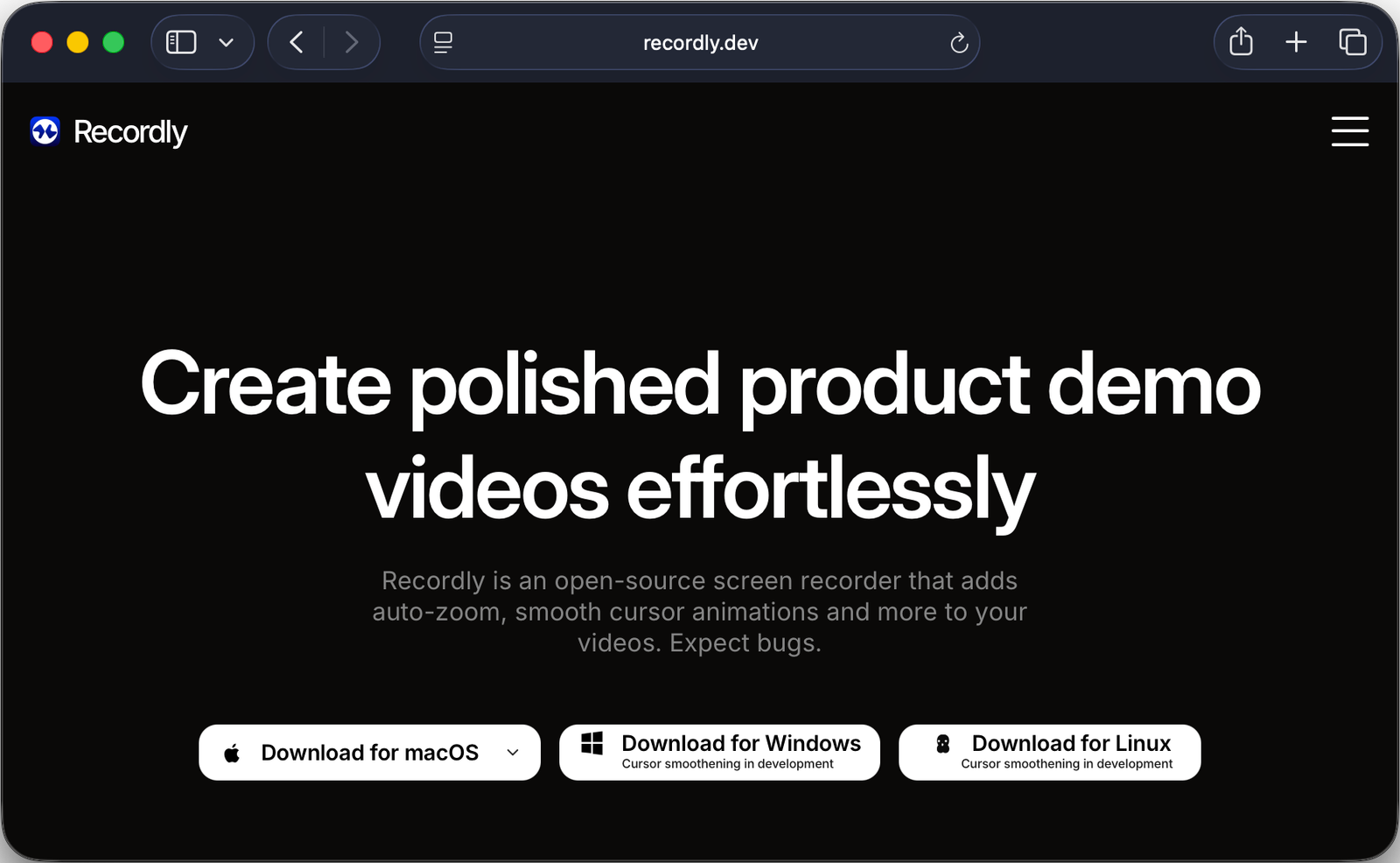 Recordly.dev website