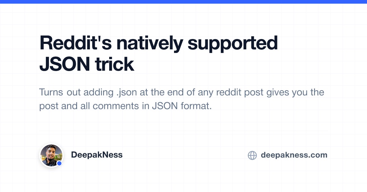 Reddit Login Json Reddit's natively supported JSON trick | DeepakNess