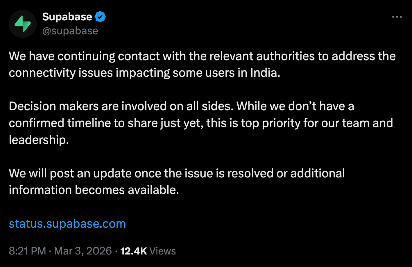 Supabase about the block