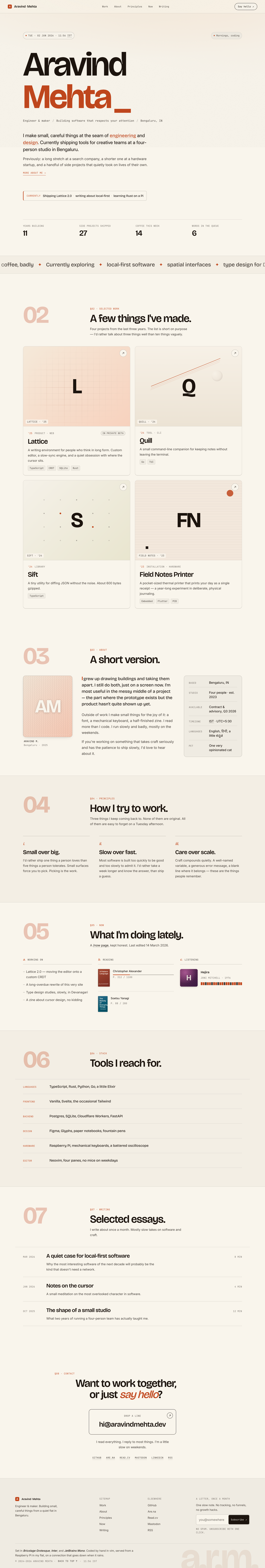 A personal website design by the MiniMax M3 model