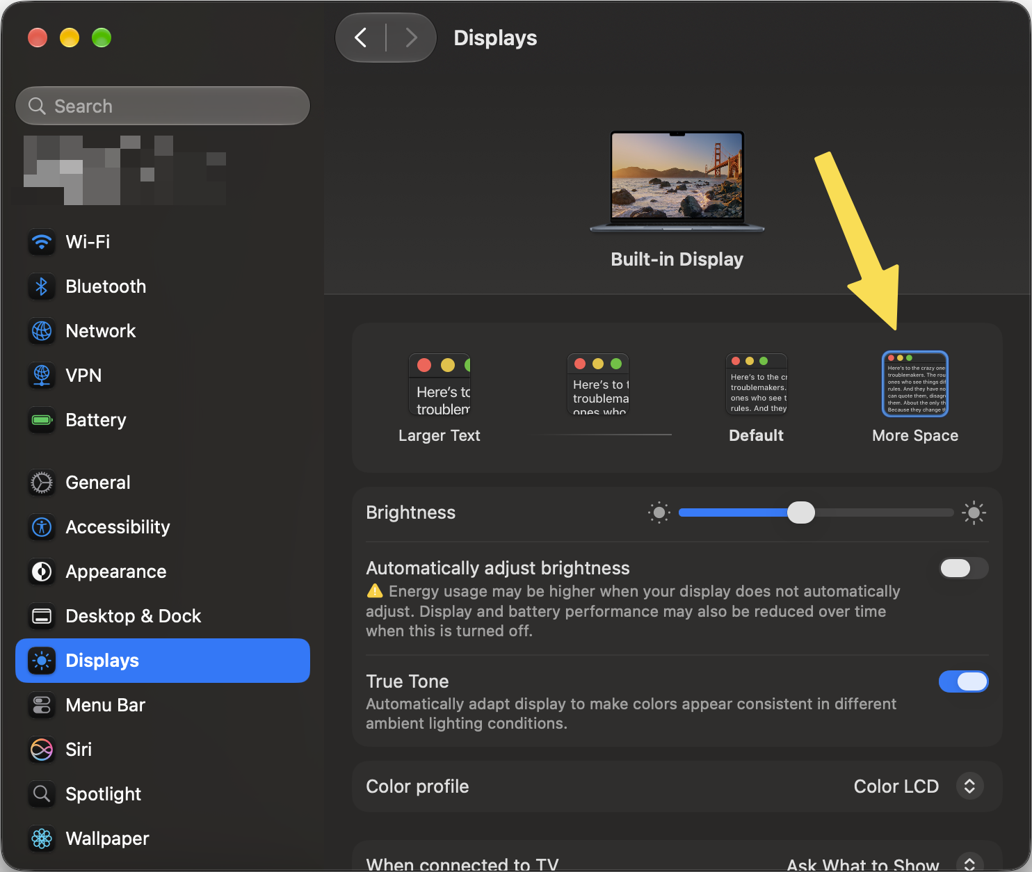 macOS More Space display scaling
