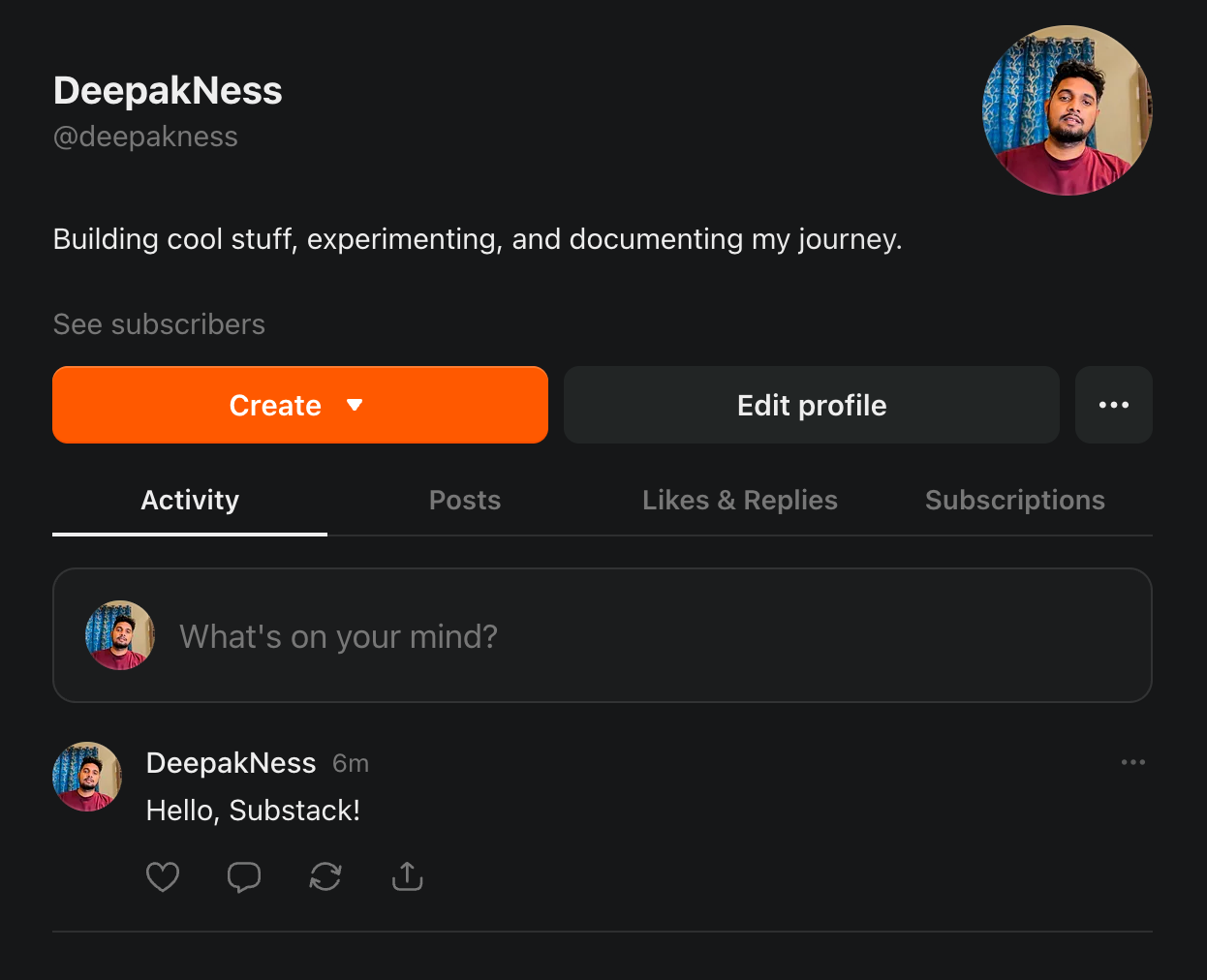 First Substack post from DeepakNess