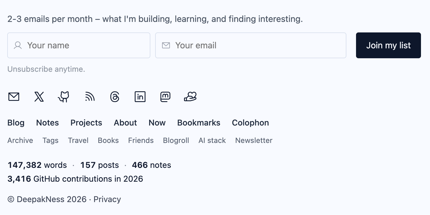 Footer after the update